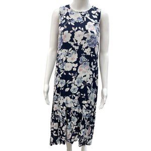 J Jill Women's Navy Floral Sleeveless Dress Size XS Petite NWT SKU 1085